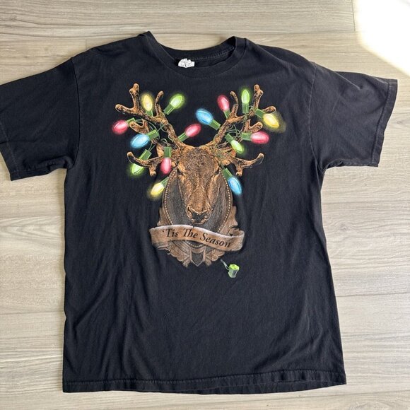 Vintage Reindeer Christmas Lights Shirt Unisex Large Alstyle Made in Mexico‎ - Picture 1 of 8